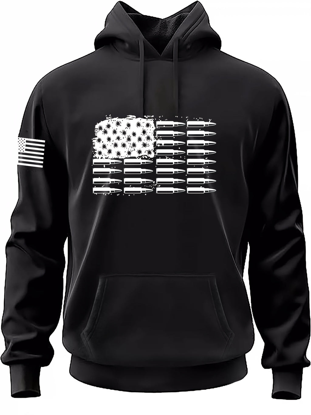 Sudadera casual para hombre con capucha y estampado de la bandera estadounidense