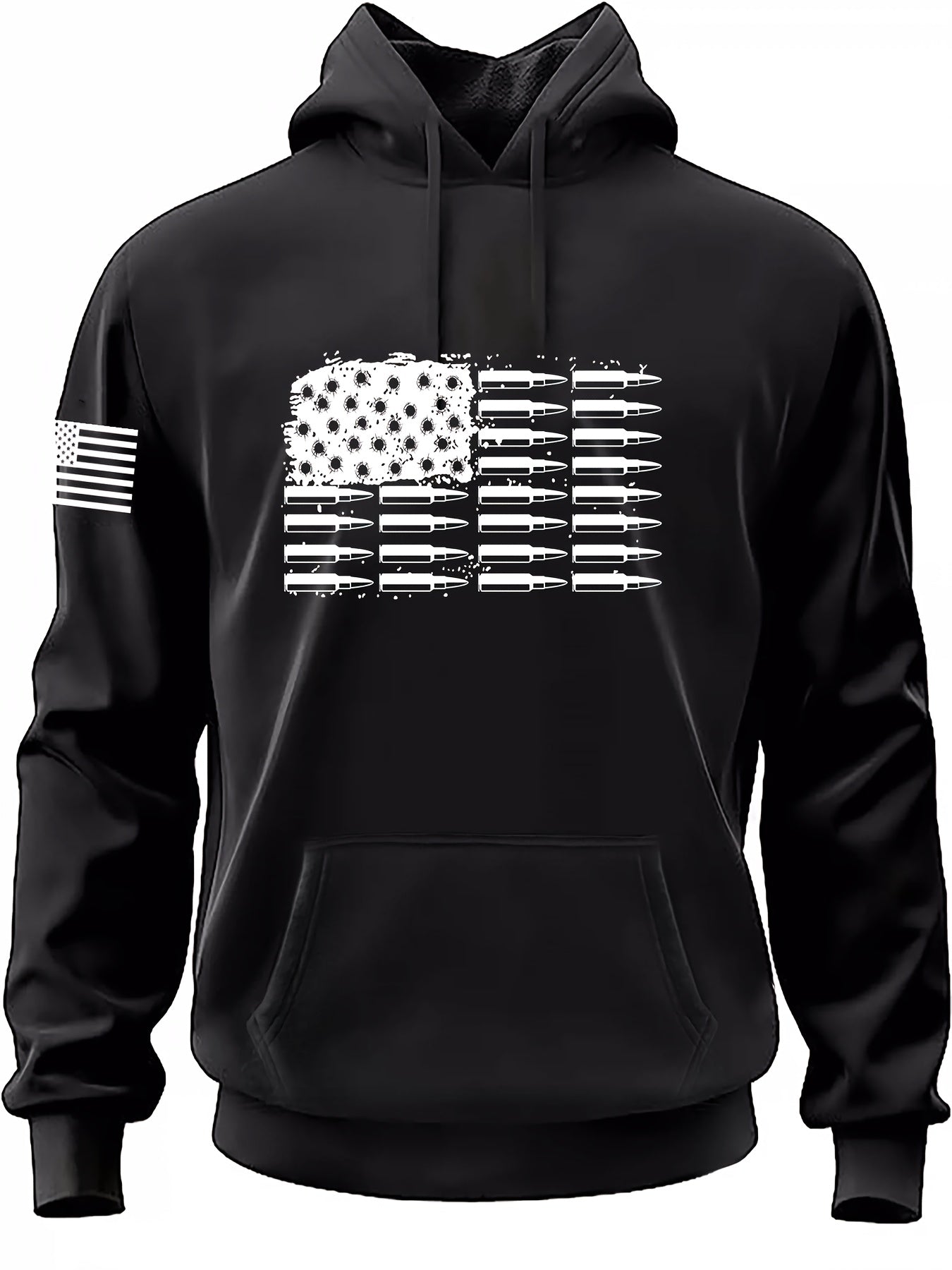 Sudadera casual para hombre con capucha y estampado de la bandera estadounidense
