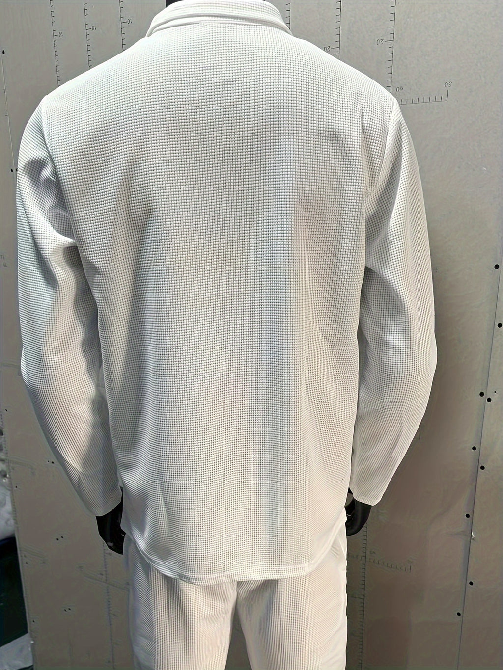 2Pcs Men's Waffle Pattern Outfits, Casual V Neck Long Sleeve Pullover Sweatshirt And Drawstring Sweatpants Joggers Set For Spring Fall