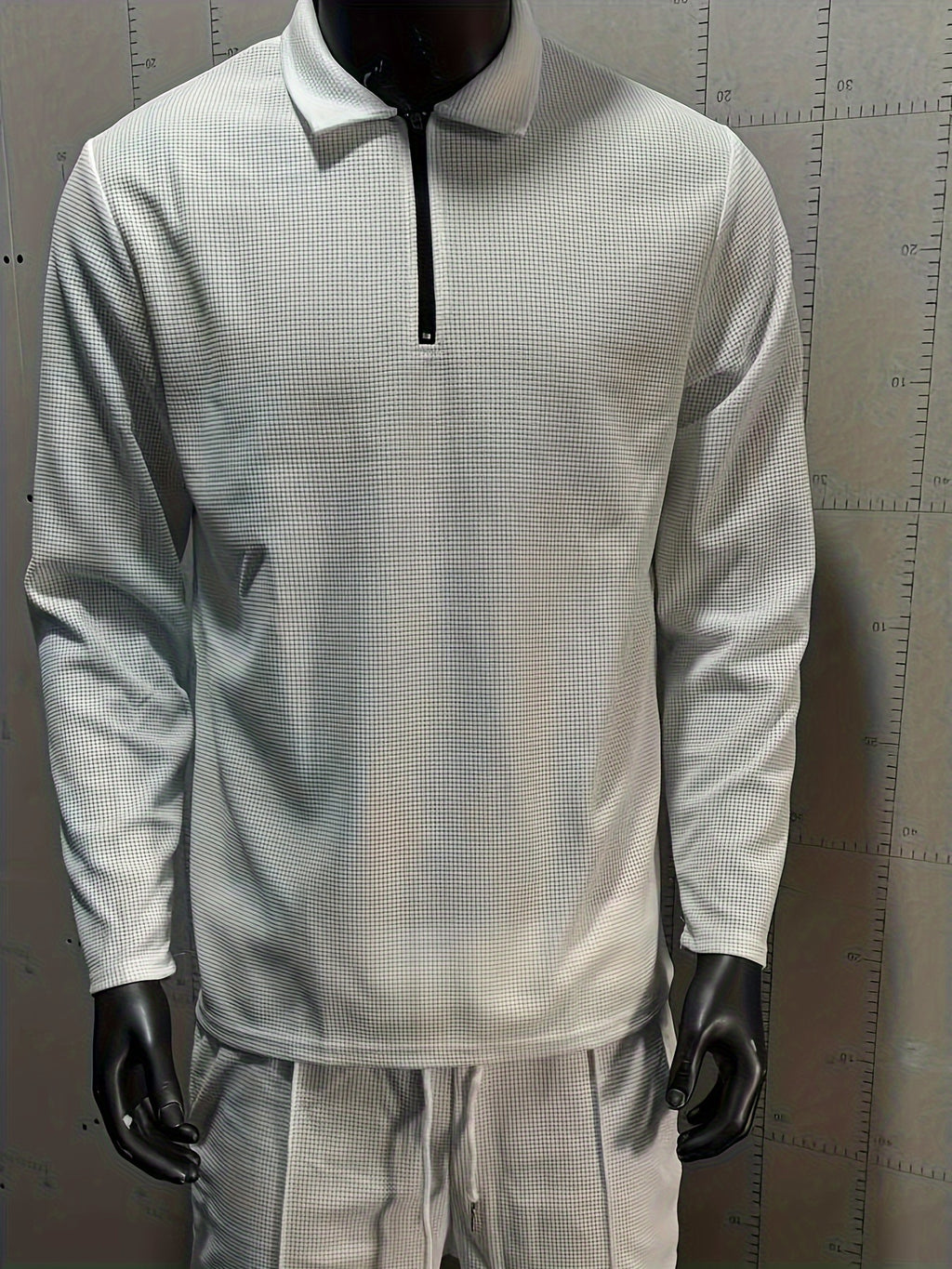 2Pcs Men's Waffle Pattern Outfits, Casual V Neck Long Sleeve Pullover Sweatshirt And Drawstring Sweatpants Joggers Set For Spring Fall