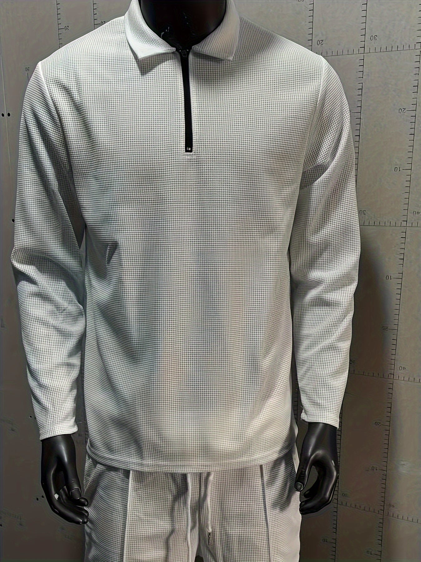 2Pcs Men's Waffle Pattern Outfits, Casual V Neck Long Sleeve Pullover Sweatshirt And Drawstring Sweatpants Joggers Set For Spring Fall