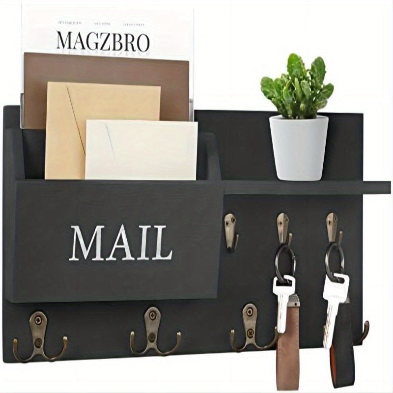 1pc Wall Mounted Key Holder Rack, Mail Organizer Rack, Planter Ornament Storage Display Self, Key Hanging Finishing Hook, Multipurpose Storage Organizer Rack, Suitable For Entryway, Hallway, Living Room