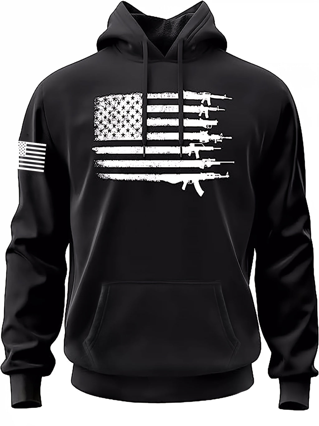 Sudadera casual para hombre con capucha y estampado de la bandera estadounidense
