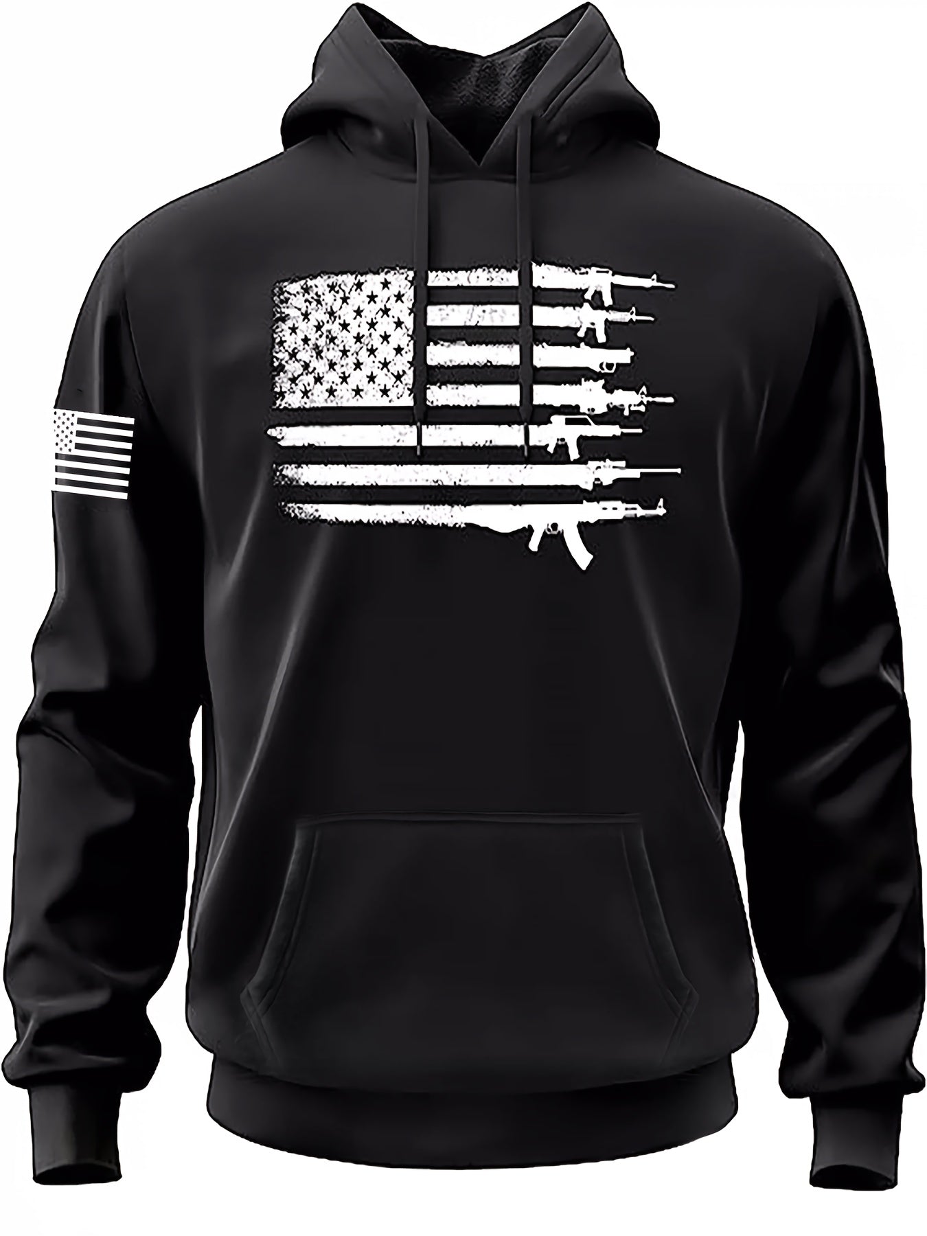 Sudadera casual para hombre con capucha y estampado de la bandera estadounidense