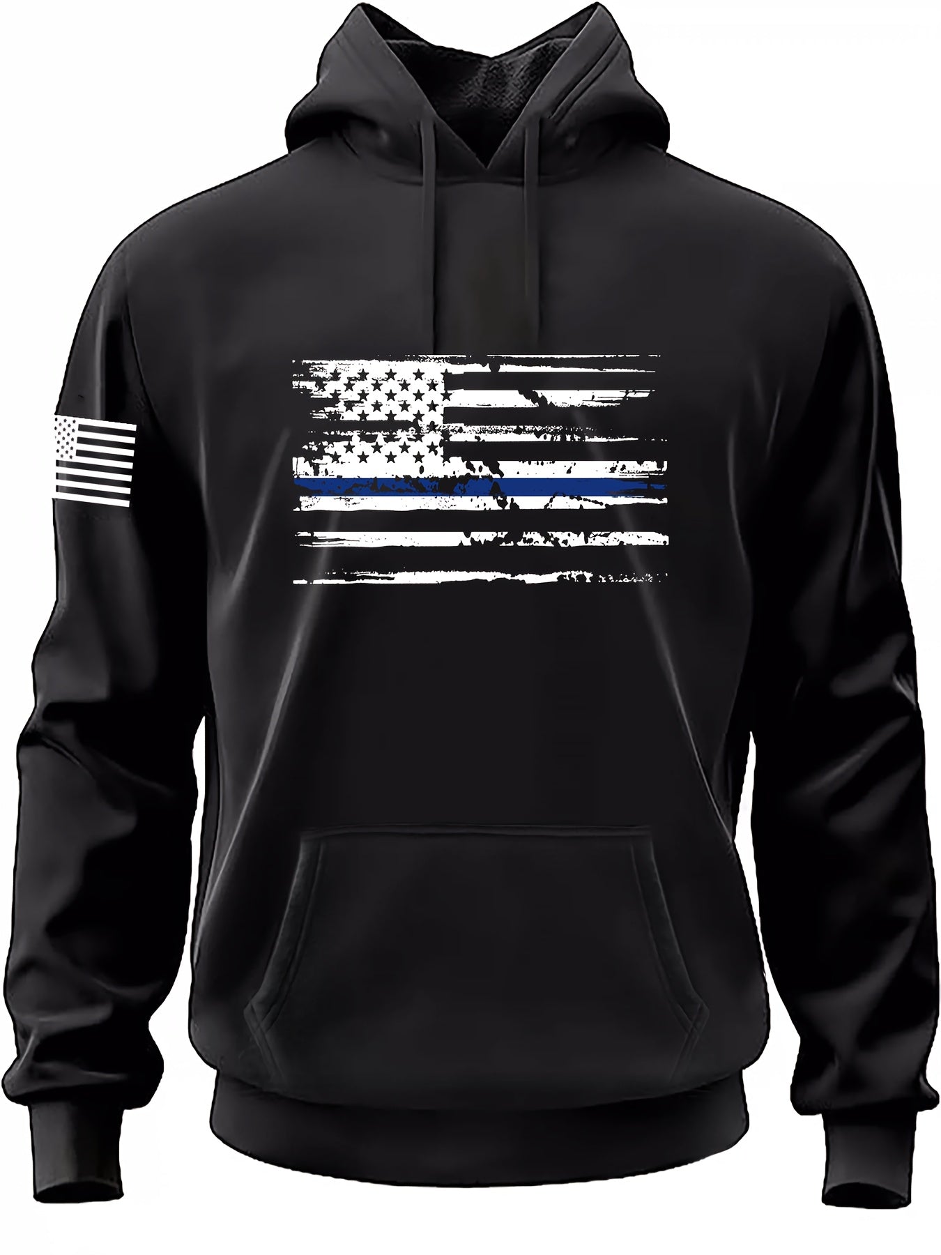 Sudadera casual para hombre con capucha y estampado de la bandera estadounidense