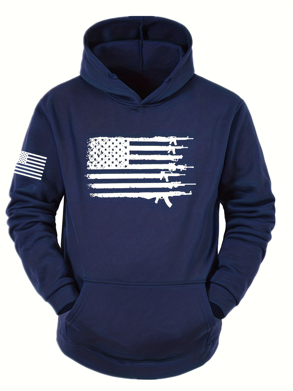 Sudadera casual para hombre con capucha y estampado de la bandera estadounidense