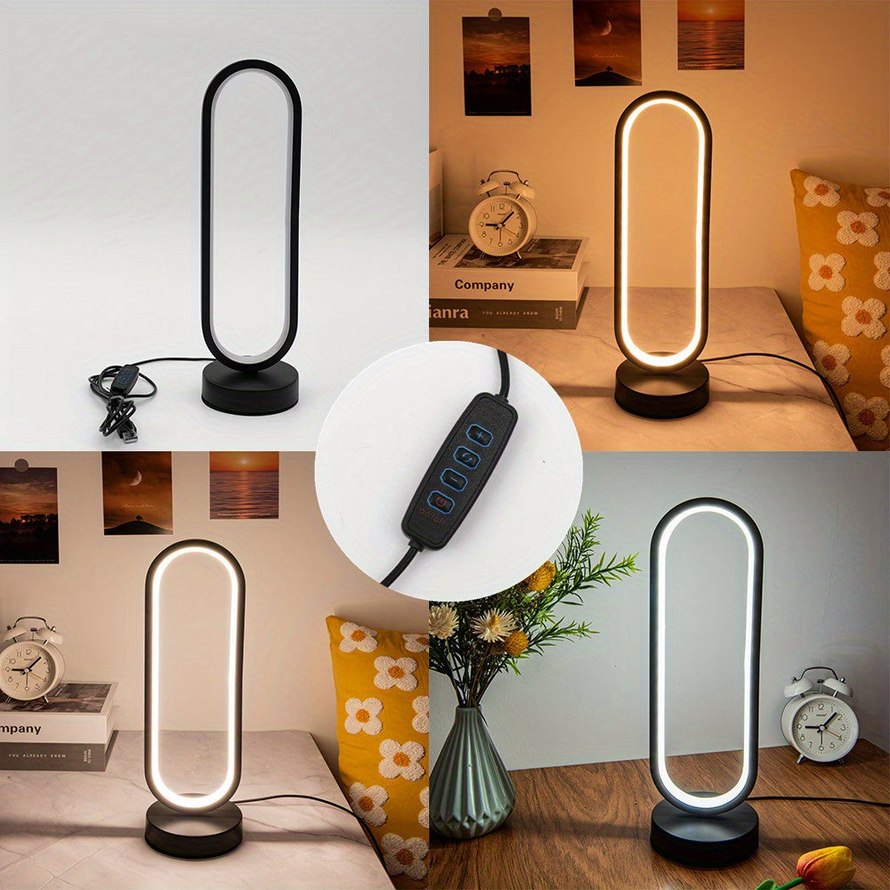 Lampara de mesa LED con forma de anillo, LUZ nocturna regulable.