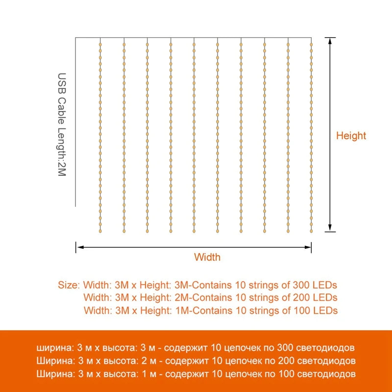 Guirnalda de cortina de luces navideñas.