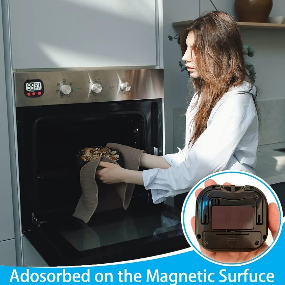 Temporizador de cocina con pantalla LCD grande.