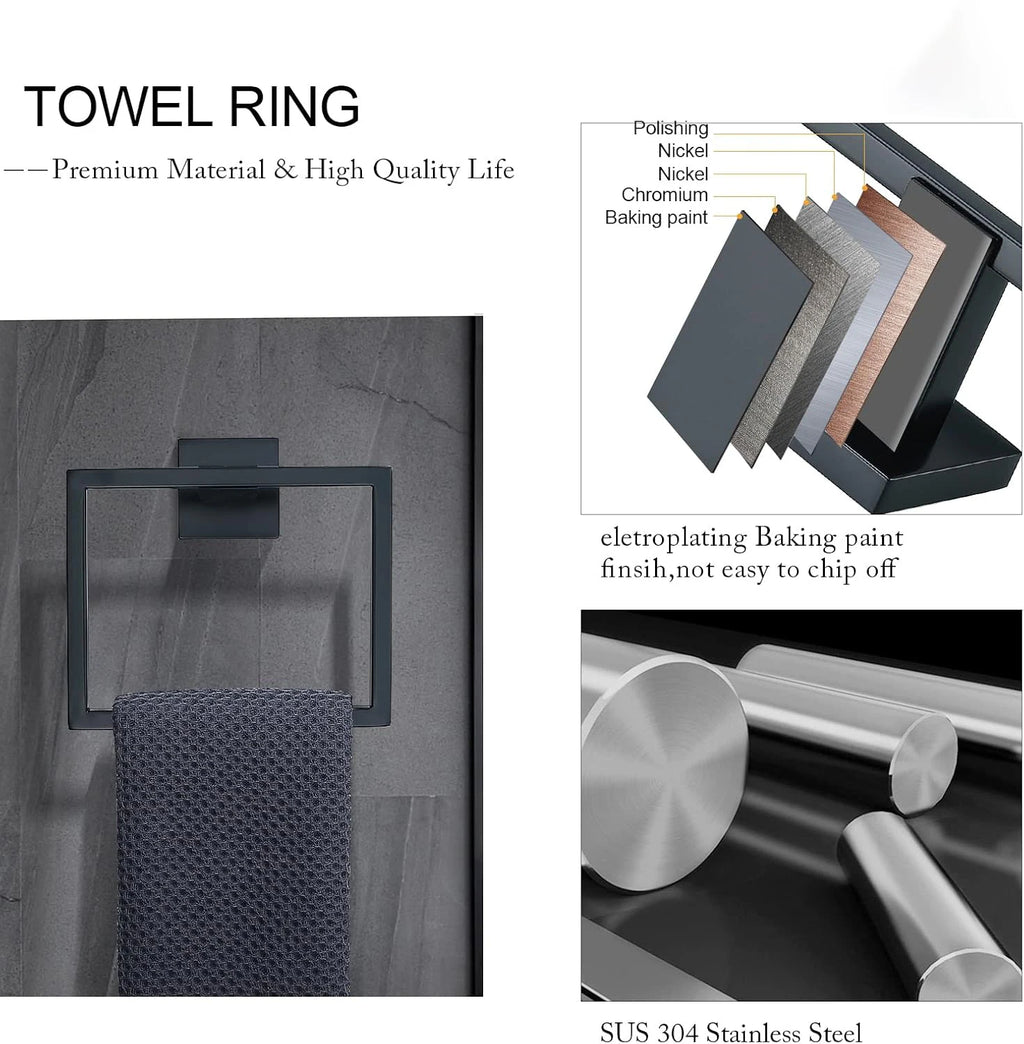 Juego de Soportes para toallas , papel higiénico,  Barra de toalla y Estante de riel.