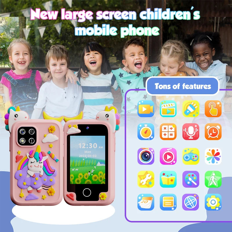 Cámara de teléfono inteligente para niños, , 18 juegos, pantalla táctil, juguete de aprendizaje para niños de 3 a 12 años, reproductor de MP3.