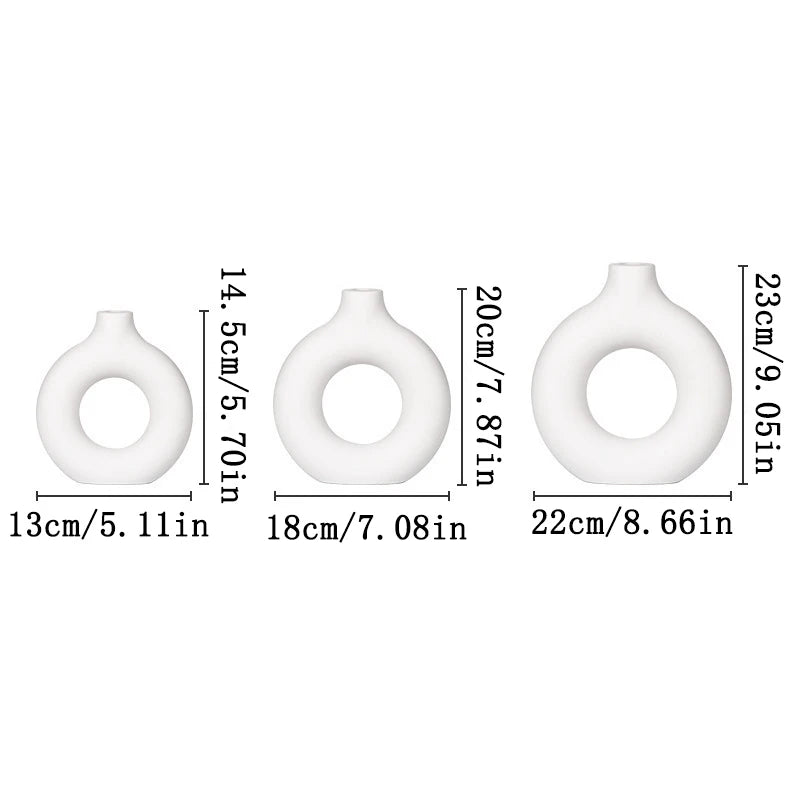 Florero blanco nórdico, maceta de plástico diseñada para plantas, o arreglos florales.