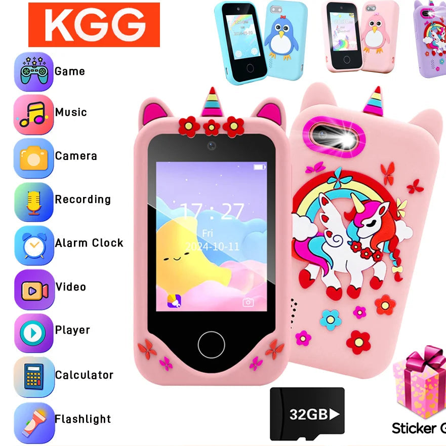 Cámara de teléfono inteligente para niños, , 18 juegos, pantalla táctil, juguete de aprendizaje para niños de 3 a 12 años, reproductor de MP3.