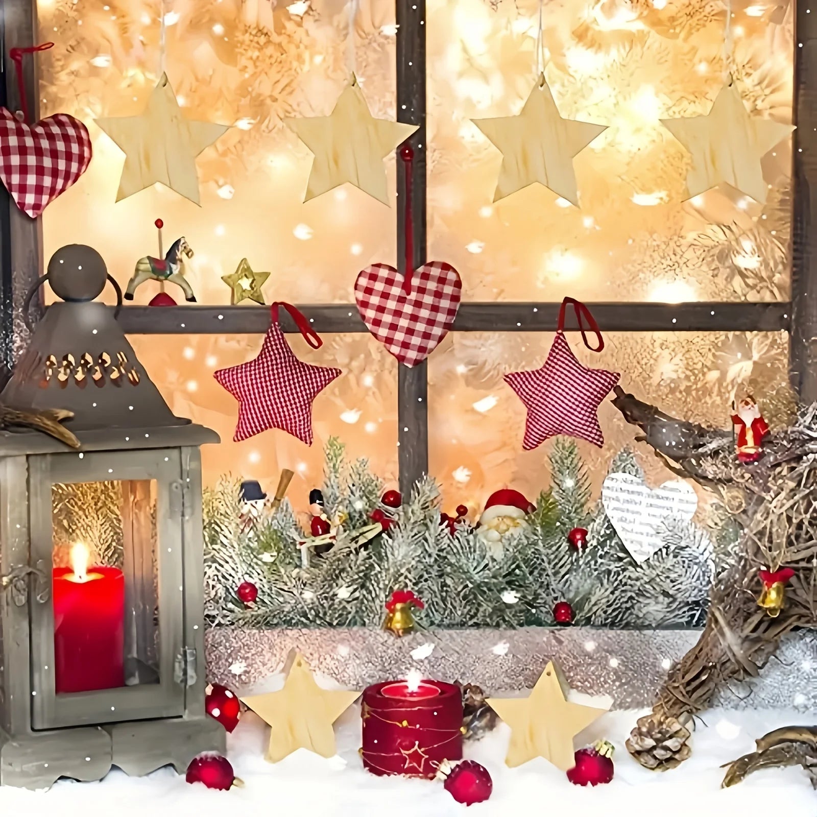 Decoracion para árboles de Navidad, colgantes de madera. 10Unds