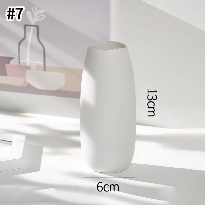 Jarrones de cerámica blancos, para adornos decorativos nórdicos y arreglos florales.