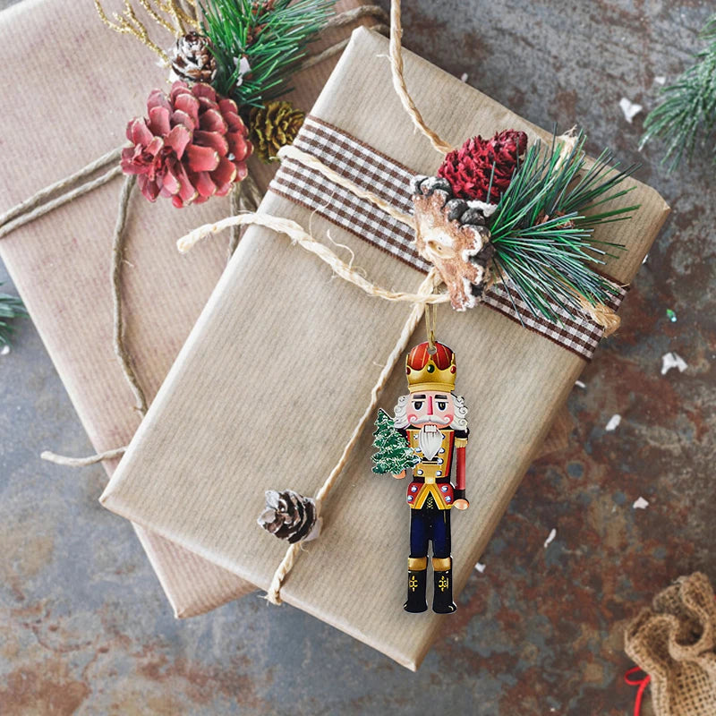 Adornos de madera de soldado Cascanueces de Navidad, 12 piezas por juego.