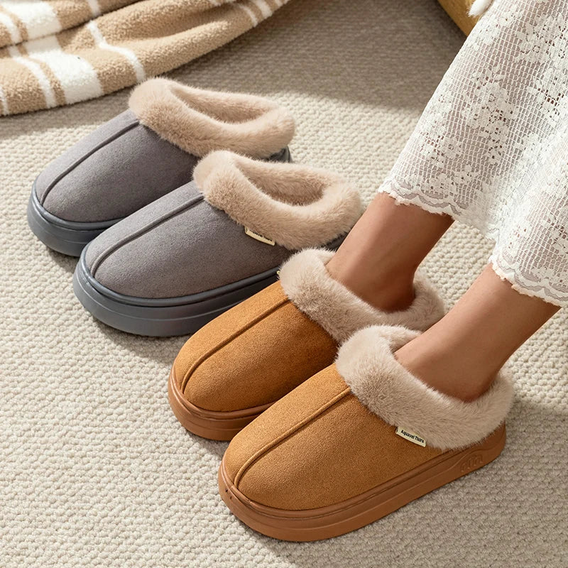 Zapatillas de invierno a la moda para mujer, cálidas para interiores y exteriores, antideslizantes,y cómodas.