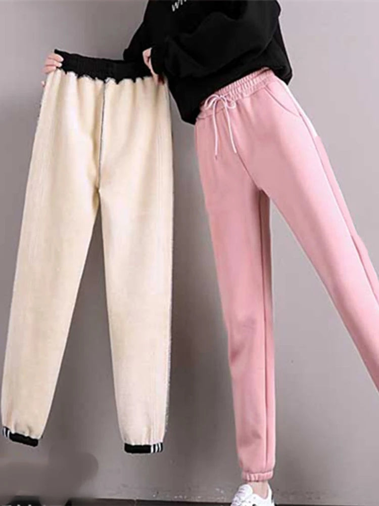 Mallas cálidas de lana para mujer, pantalones gruesos de talla grande, pantalones largos gruesos, Leggings casuales de Color sólido, moda de invierno