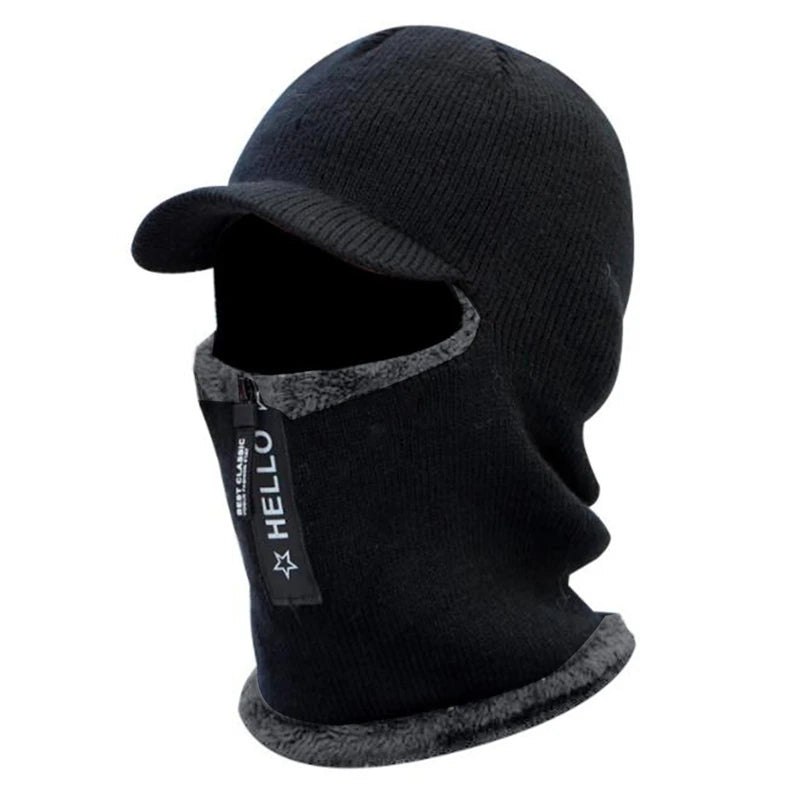 Gorro de lana cálido para hombre, gorro de protección auditiva para exteriores,.
