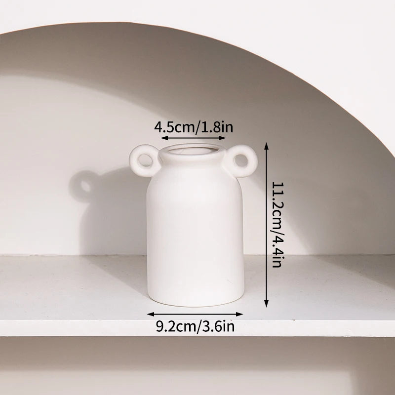 Jarrones de cerámica blancos, para adornos decorativos nórdicos y arreglos florales.