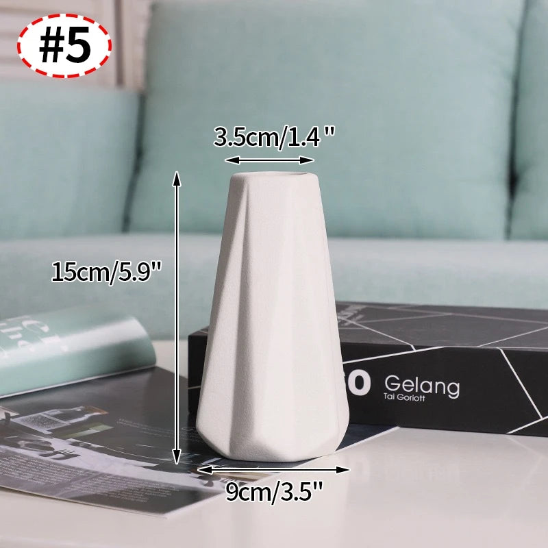 Jarrones de cerámica blancos, para adornos decorativos nórdicos y arreglos florales.