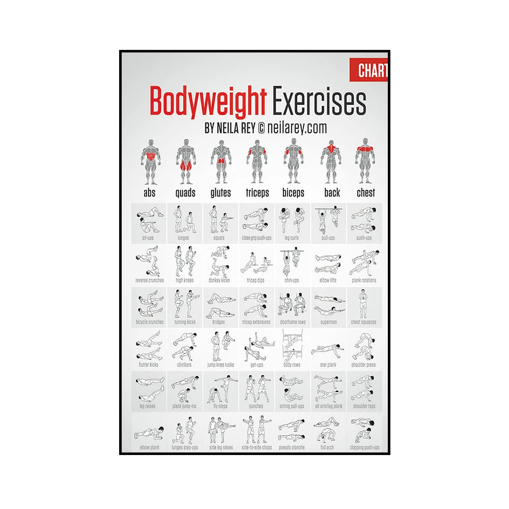 Tabla de acción detallada Para hacer gimnasio y yoga.