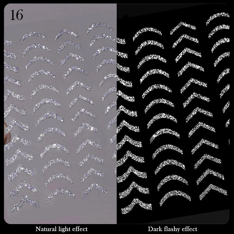 Pegatinas de uñas de líneas 3D, calcomanías de letras a rayas de Metal plateadas,