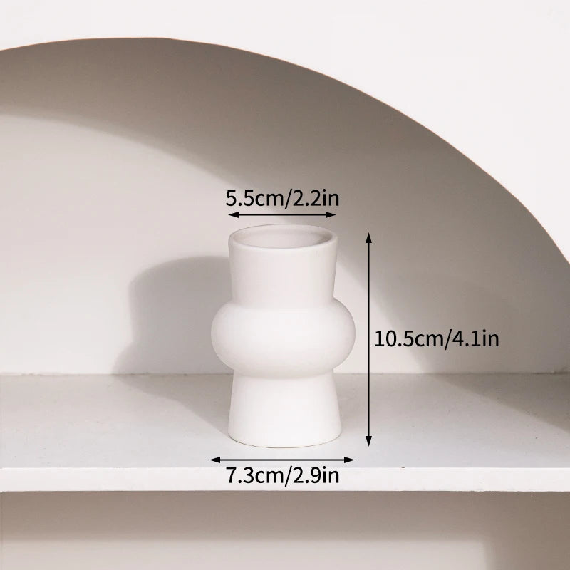 Jarrones de cerámica blancos, para adornos decorativos nórdicos y arreglos florales.