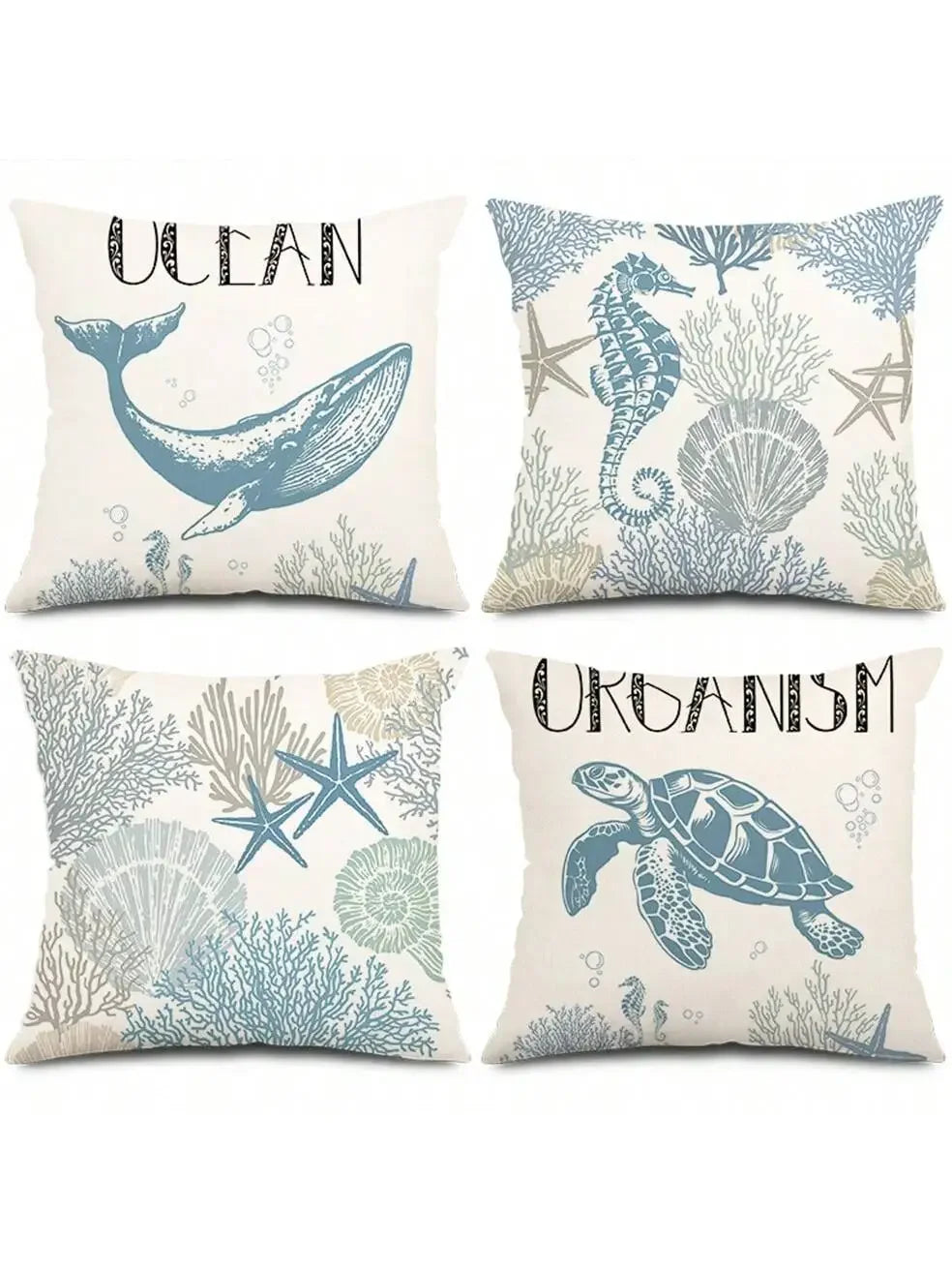 Funda de almohada con tematica marina.