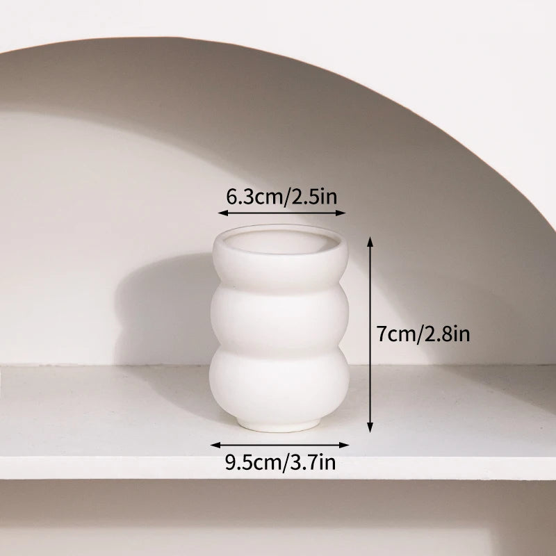 Jarrones de cerámica blancos, para adornos decorativos nórdicos y arreglos florales.