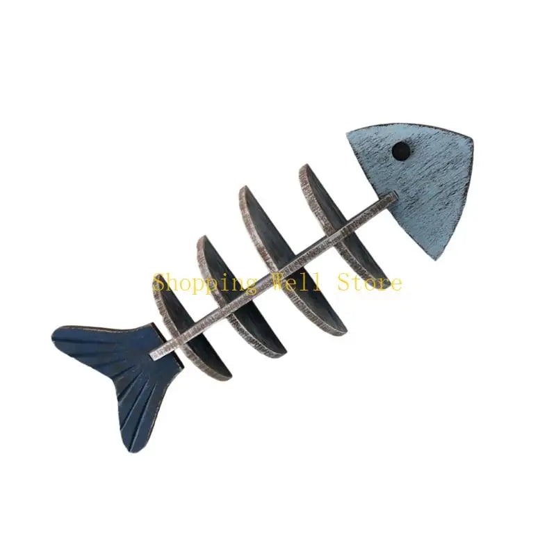 Estante colgante de pared, pescado madera acabado envejecido.