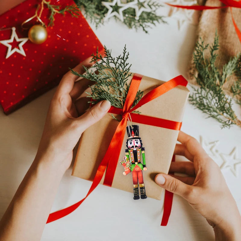 Adornos de madera de soldado Cascanueces de Navidad, 12 piezas por juego.