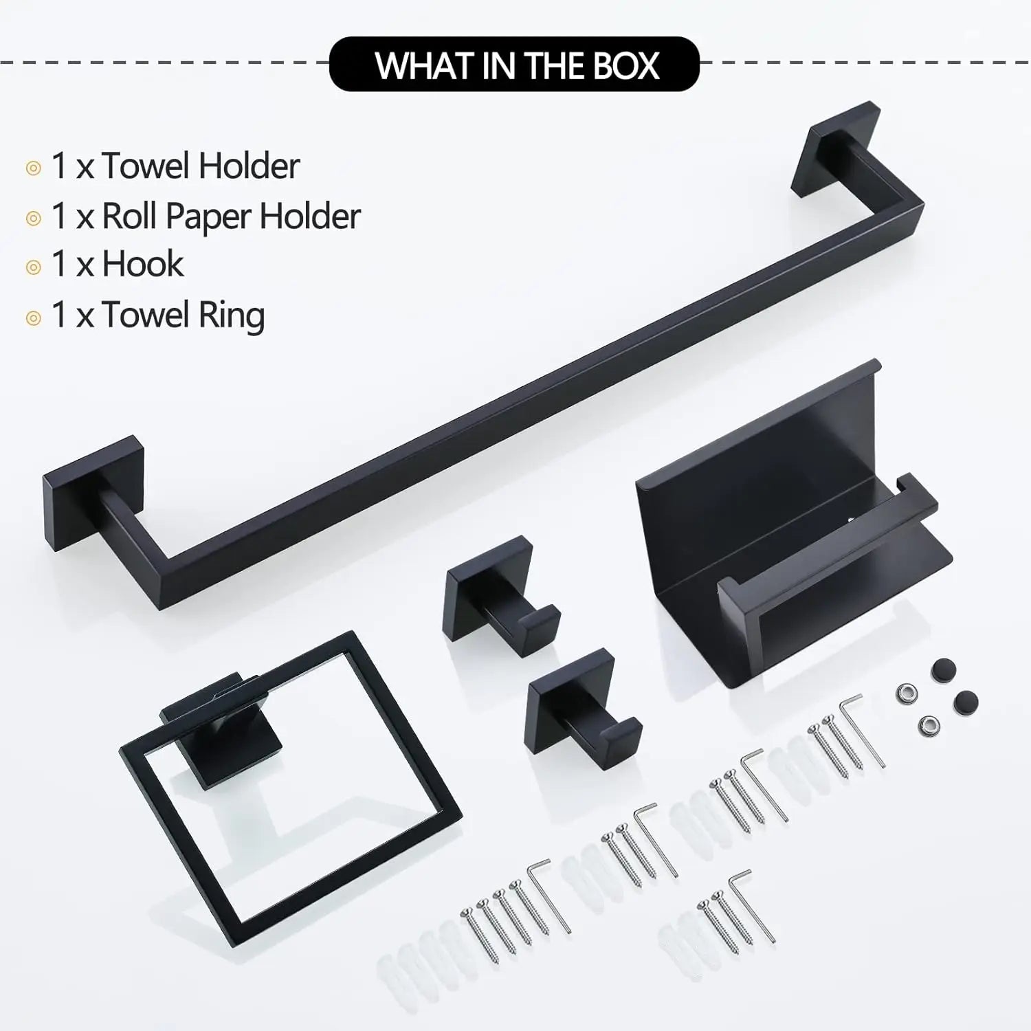 Juego de Soportes para toallas , papel higiénico,  Barra de toalla y Estante de riel.