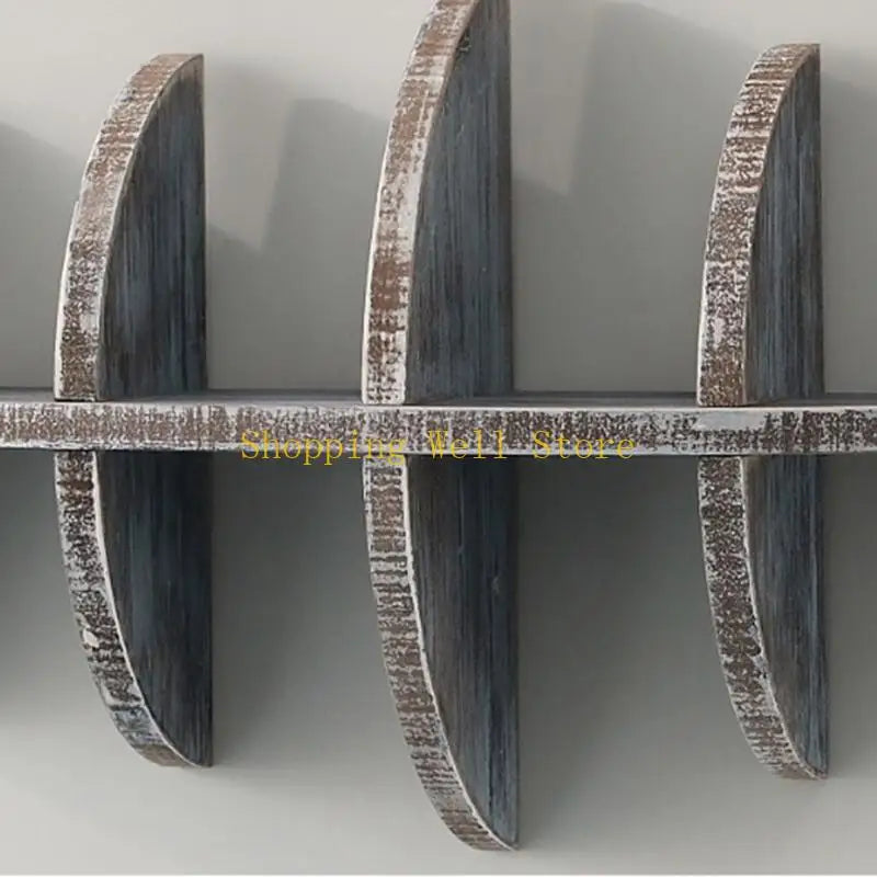 Estante colgante de pared, pescado madera acabado envejecido.