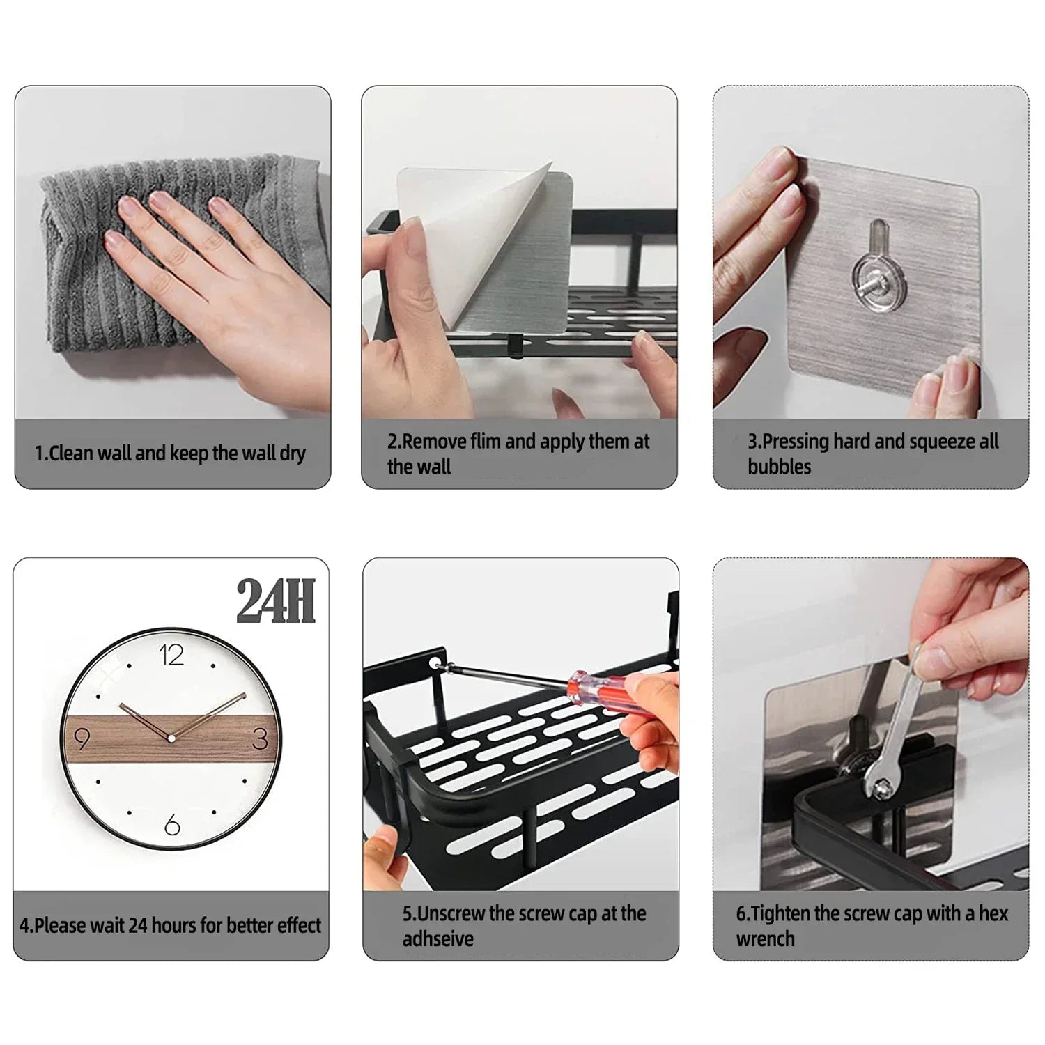 Estante de baño o cocina de aleación de aluminio, organizador de almacenamiento , sin Taladro!!