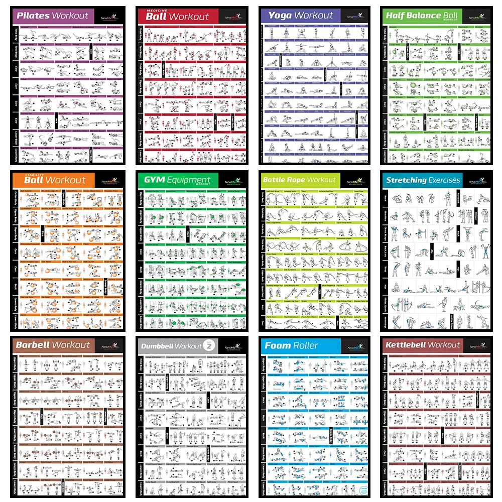 Tabla de acción detallada Para hacer gimnasio y yoga.