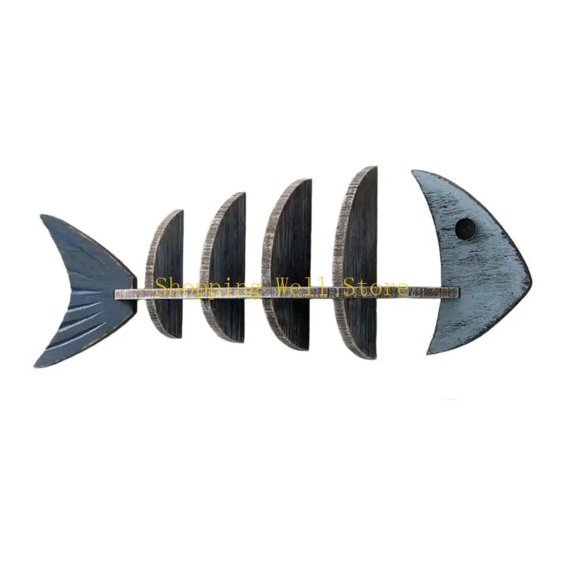 Estante colgante de pared, pescado madera acabado envejecido.