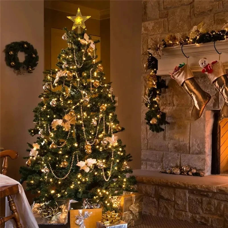 Decoración navideña de 15/19cm, adorno de árbol brillante, estrella brillante, adornos de árbol de Navidad para decoración del hogar, Navidad, Año Nuevo 2026