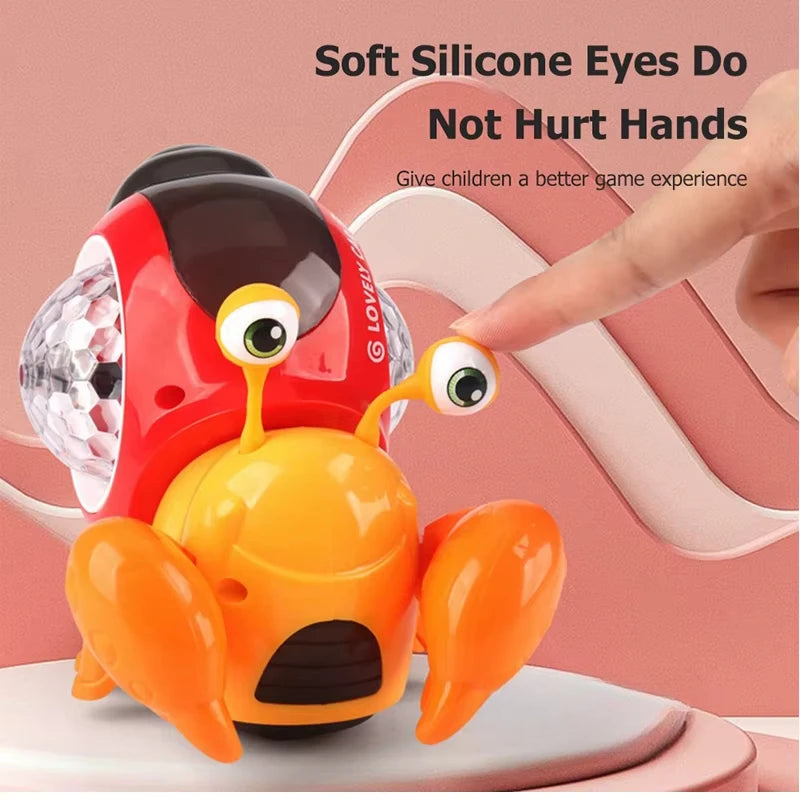 Juguetes para bebés de cangrejo para gatear con música,