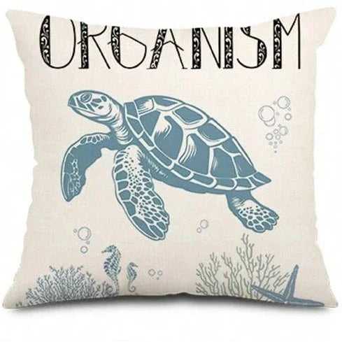 Funda de almohada con tematica marina.