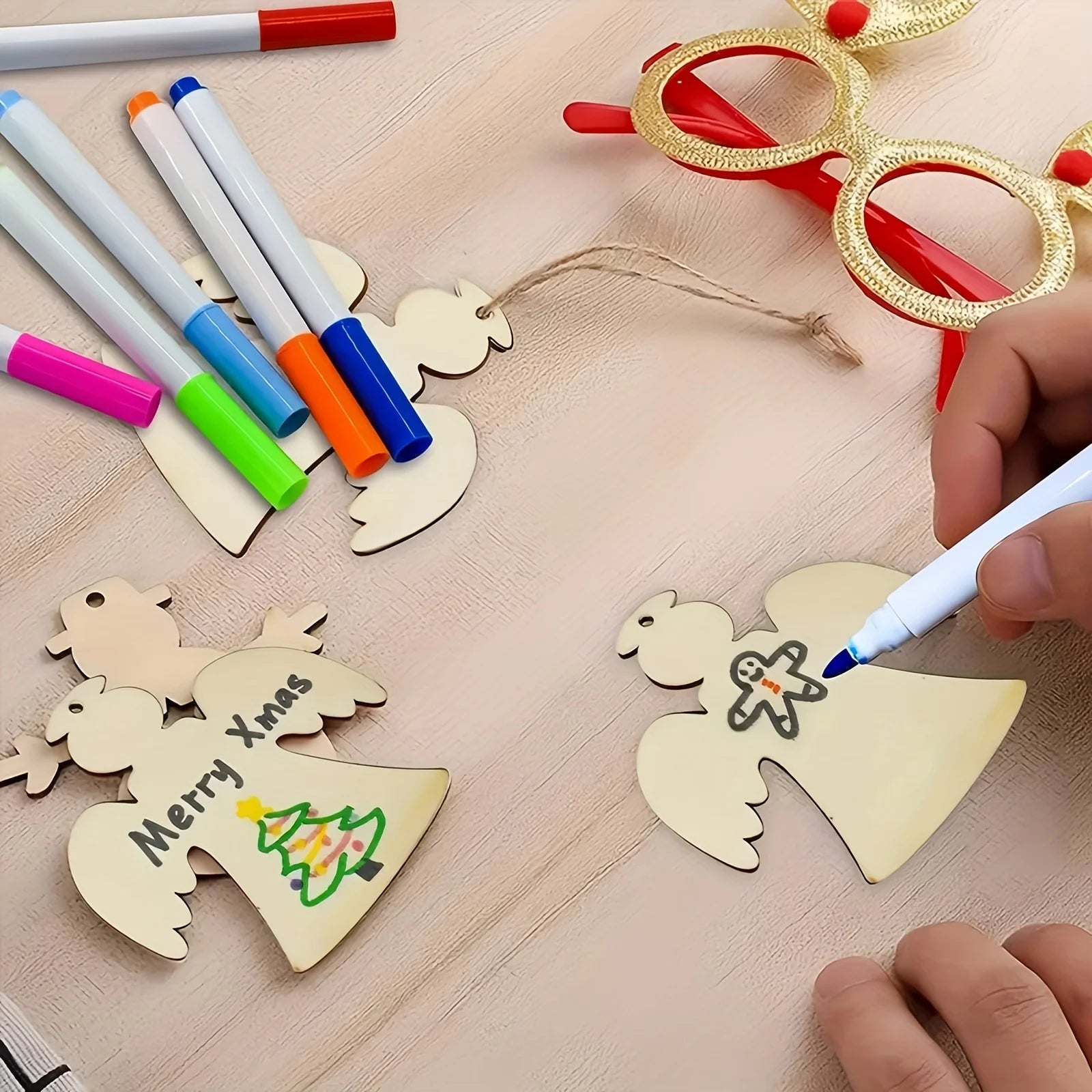 Decoracion para árboles de Navidad, colgantes de madera. 10Unds