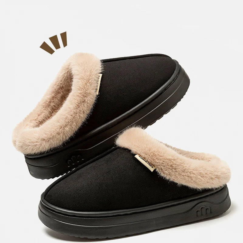 Zapatillas de invierno a la moda para mujer, cálidas para interiores y exteriores, antideslizantes,y cómodas.