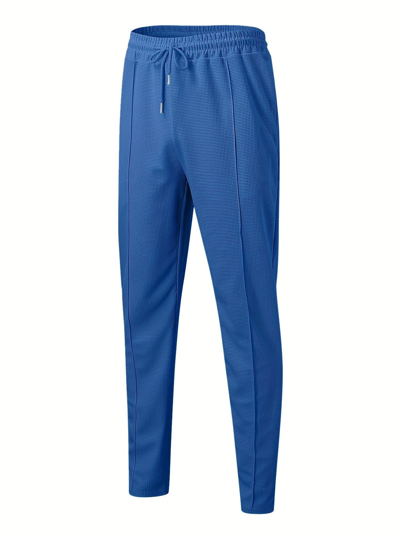 2Pcs Men's Waffle Pattern Outfits, Casual V Neck Long Sleeve Pullover Sweatshirt And Drawstring Sweatpants Joggers Set For Spring Fall