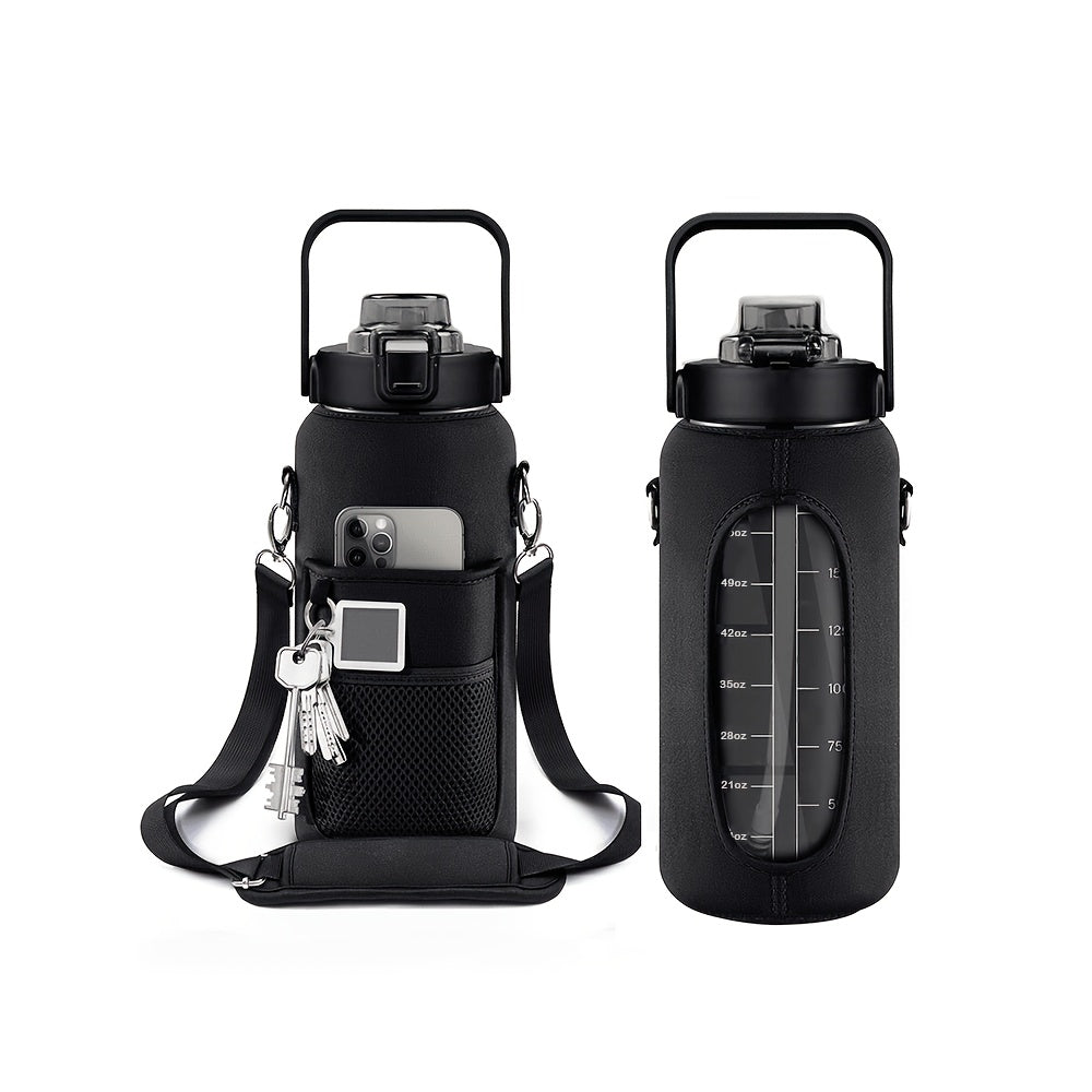 Botella de agua fitness de 1,89 L (½ galón). Ideal para entrenamientos intensos, gimnasio y actividades al aire libre. Fabricada con materiales resistentes y libre de BPA.