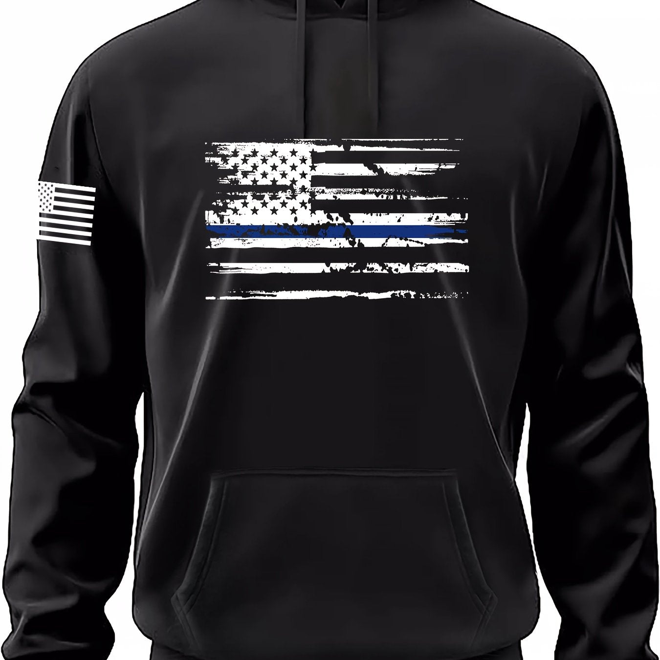 Sudadera casual para hombre con capucha y estampado de la bandera estadounidense