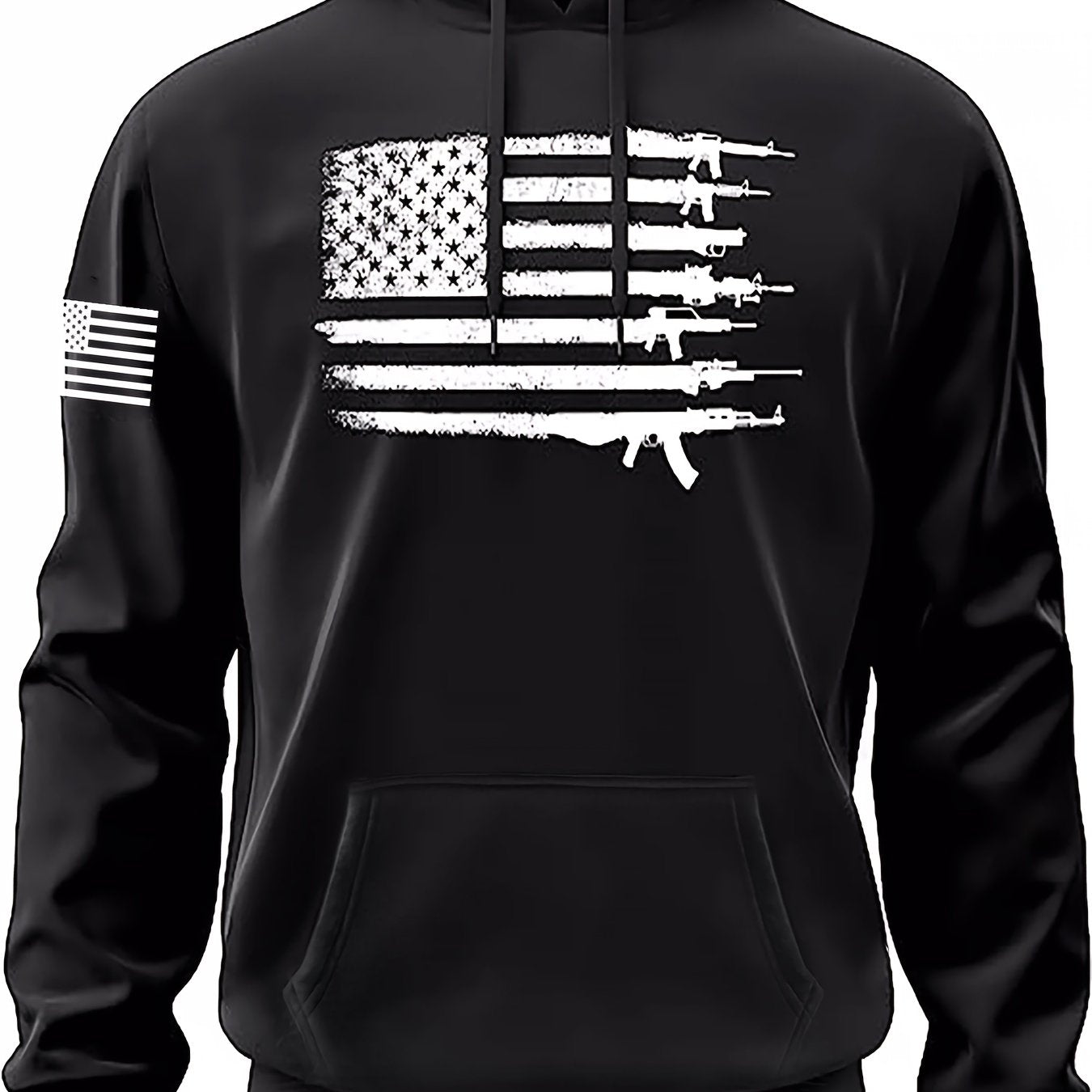 Sudadera casual para hombre con capucha y estampado de la bandera estadounidense