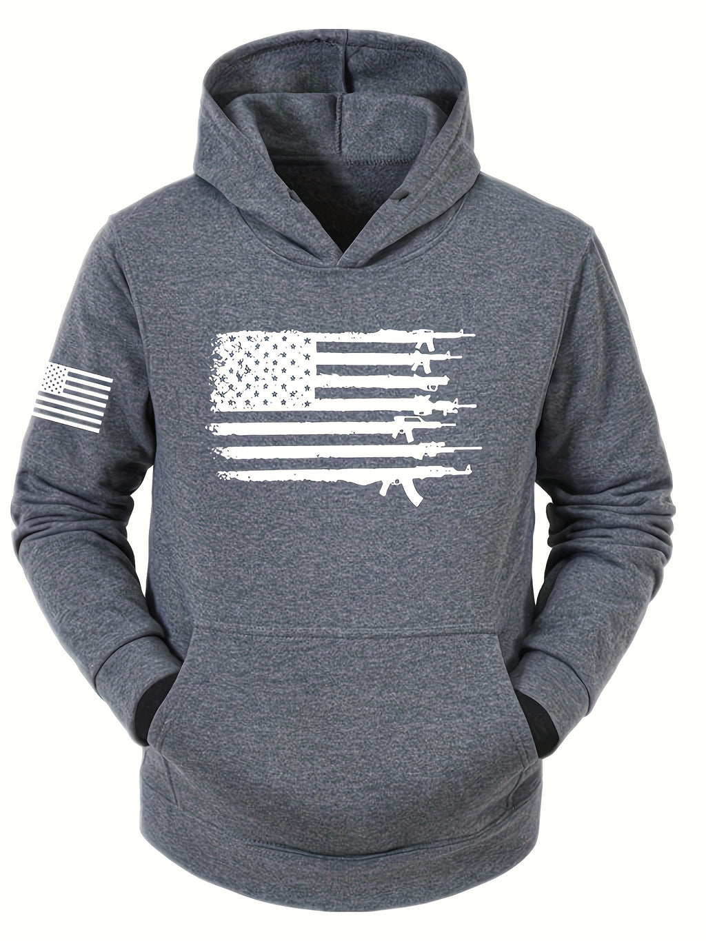 Sudadera casual para hombre con capucha y estampado de la bandera estadounidense
